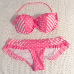 Adorable pink and white bikini